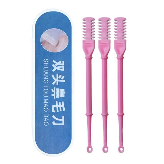 3Pcs Nose Hair Trimmer for Men Women Dual-Purpose Manual Nose Ear Hair Cutter 360-degrees Rotating Travel Grooming Tool