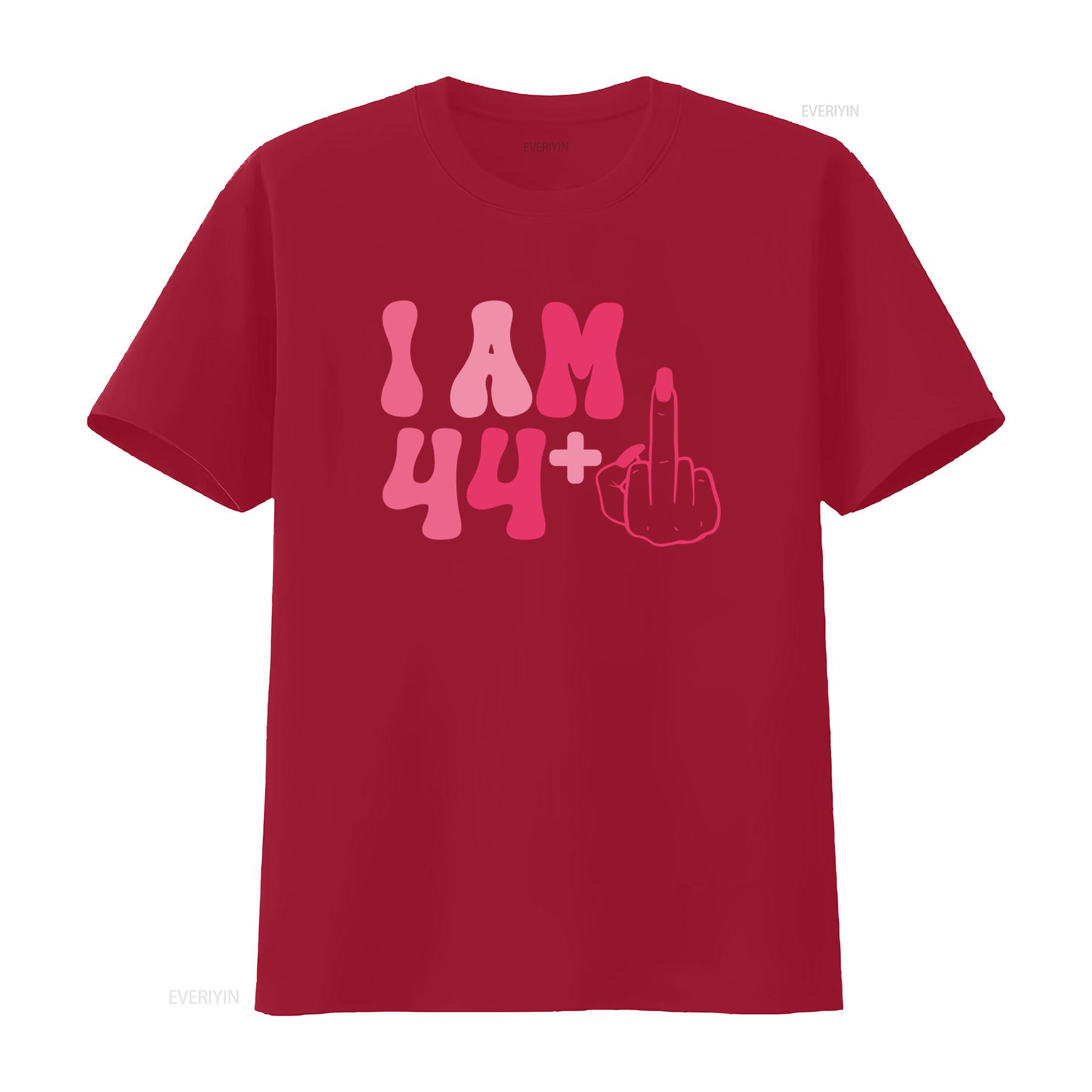 45th Birthday T Shirt for Women 44 Plus 1 Middle Finger Design Funny Best Friend vintage Washed Comfortable fashion Casual S