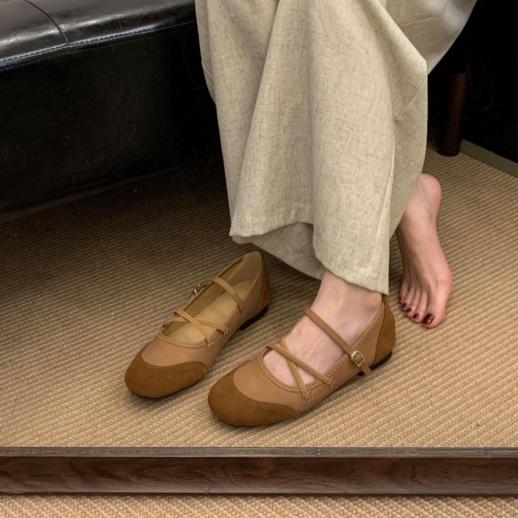 2025 French Gentle Mary Jane Shoes Women's Flat-soled Evening Soft-soled Ballet Shoes