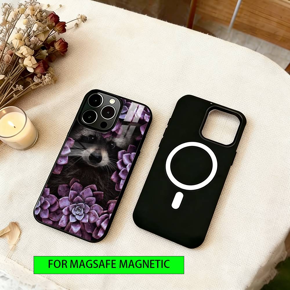 

Cute Raccoon Phone Case For iPhone17,16,15,14,13,12,11 Plus,Pro Magnetic with Magsafe Wireless Charging iPhone14ProMax