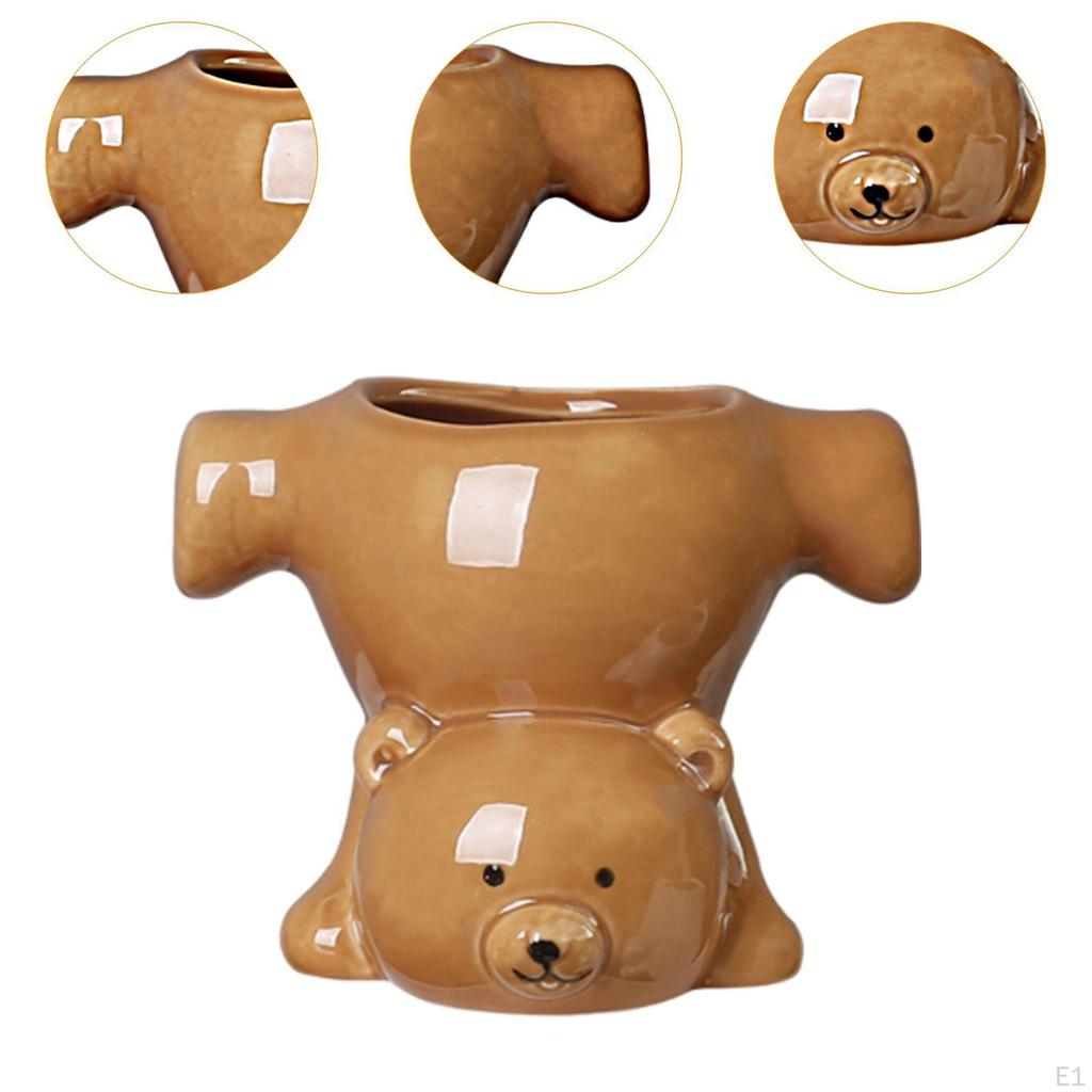 Bear Figurine Flower Pot Organizer for Home and Garden