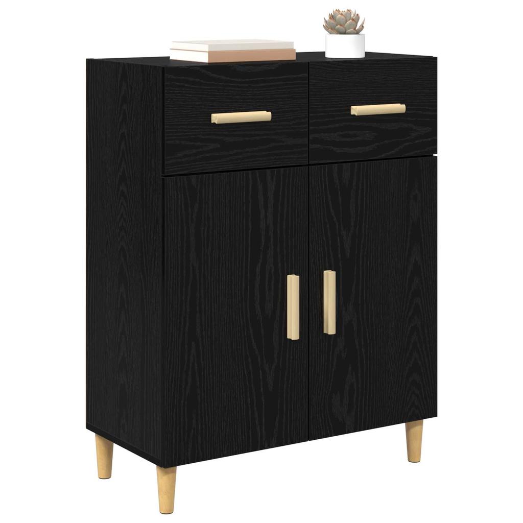 Sideboard in Black Oak Look 34 x 69.5 x 89 cm Engineered Wood
