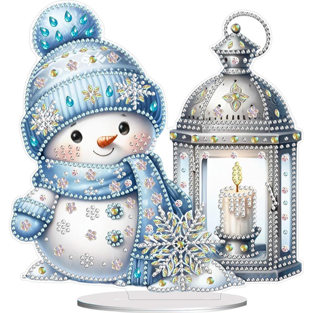 Acrylic Christmas Snowman 5D DIY Diamond Art Tabletop Decorations Diamond Painting Desktop Decors for Home Office Decor