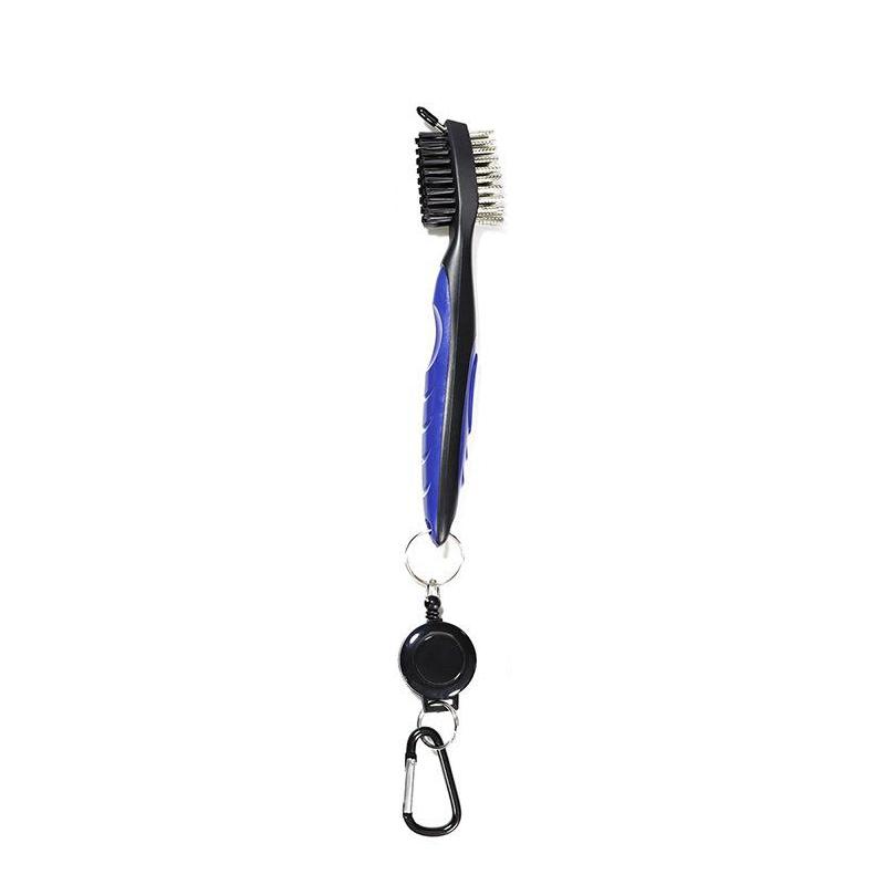 1Pc Golf Club Brush Groove Cleaner Retractable Dual Sided Nylon Bristles Aluminum Carabiner Groove Cleaner Groove Cleaning