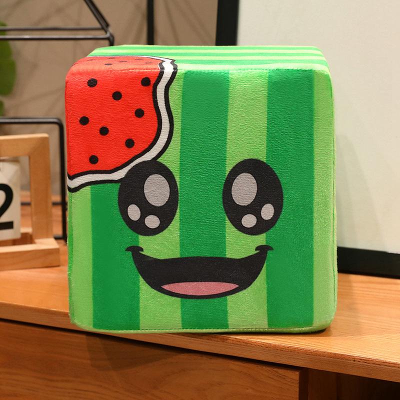 Kawaii Vierkante Watermeloen Pluche Speelgoed, Schattige Zachte Cartoon Anime Gevulde Fruit Pop Pop Bank Kussen Voor Kinderen Verjaardag Kerstcadeau 20cm