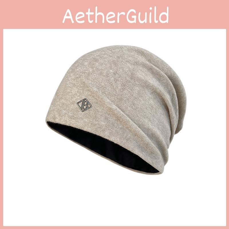 Color Fashionable Solid Pile Up Hat With Letter Decoration For Daily Outdoor