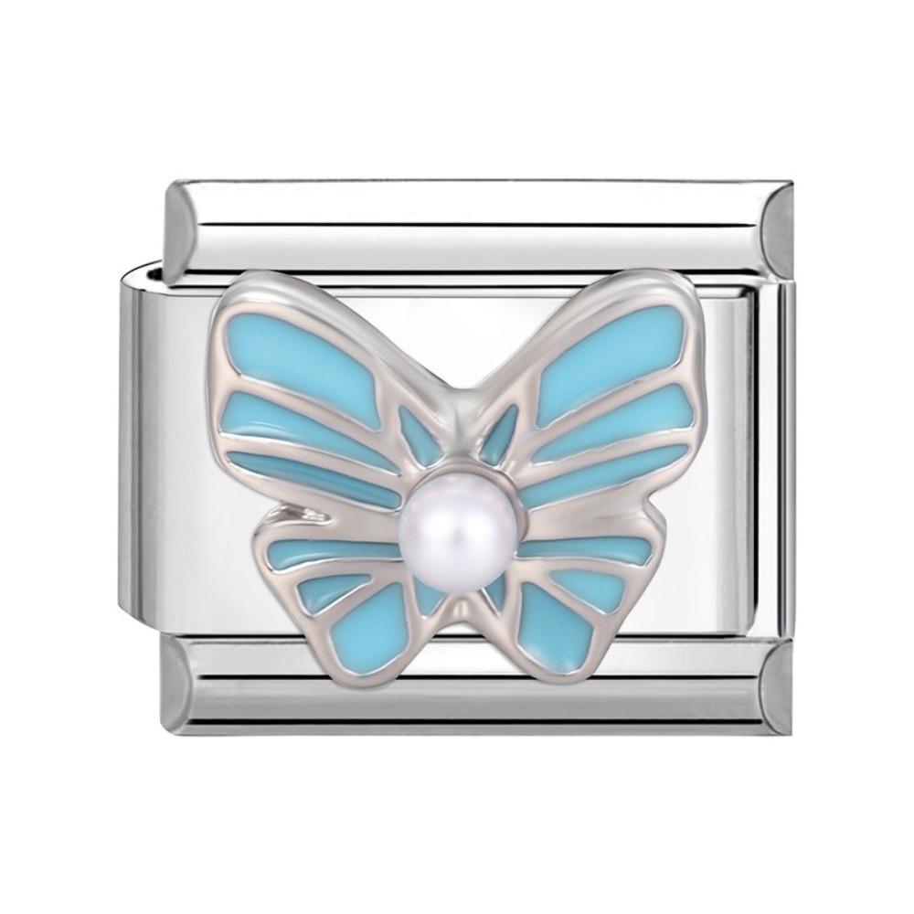 

Браслет-шарм с бантом, Звено из нержавеющей стали, Итальянское звено-шарм, Новые украшения, Женский Blue Butterfly