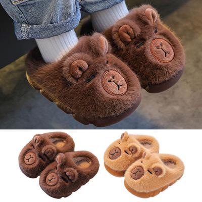 Cute Capybara Plush Slippers Anti-Slip Warm Winter Slippers Fluffy Cartoon Animal Slippers