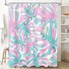 Vibrant Palm Leaf Shower Curtain For Bathroom Decor Pink Teal Floral Waterproof Fabric Decoration