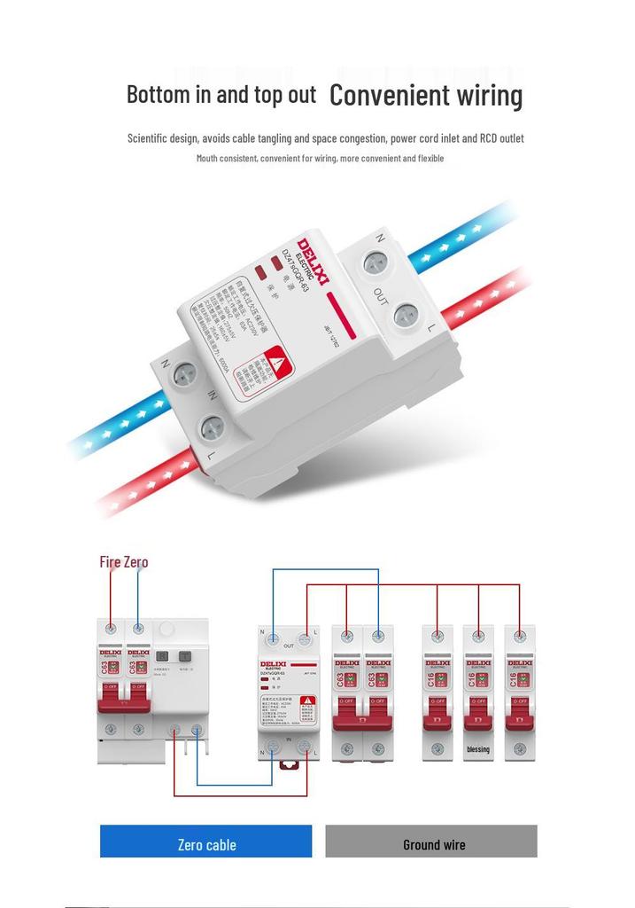 Delixi DZ47sGQR Self-Resetting Voltage Protector, Single-Phase 2P, 1P+N, 40A/63A, Bottom-In Top-Out