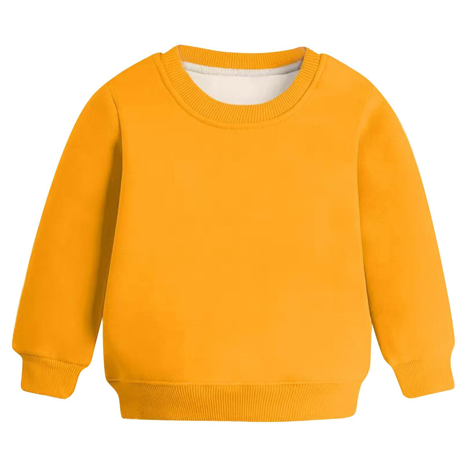 

Зимние пуловеры с круглым вырезом для мальчиков и девочек, футболки с длинными рукавами, однотонные детские топы 150 жёлтый