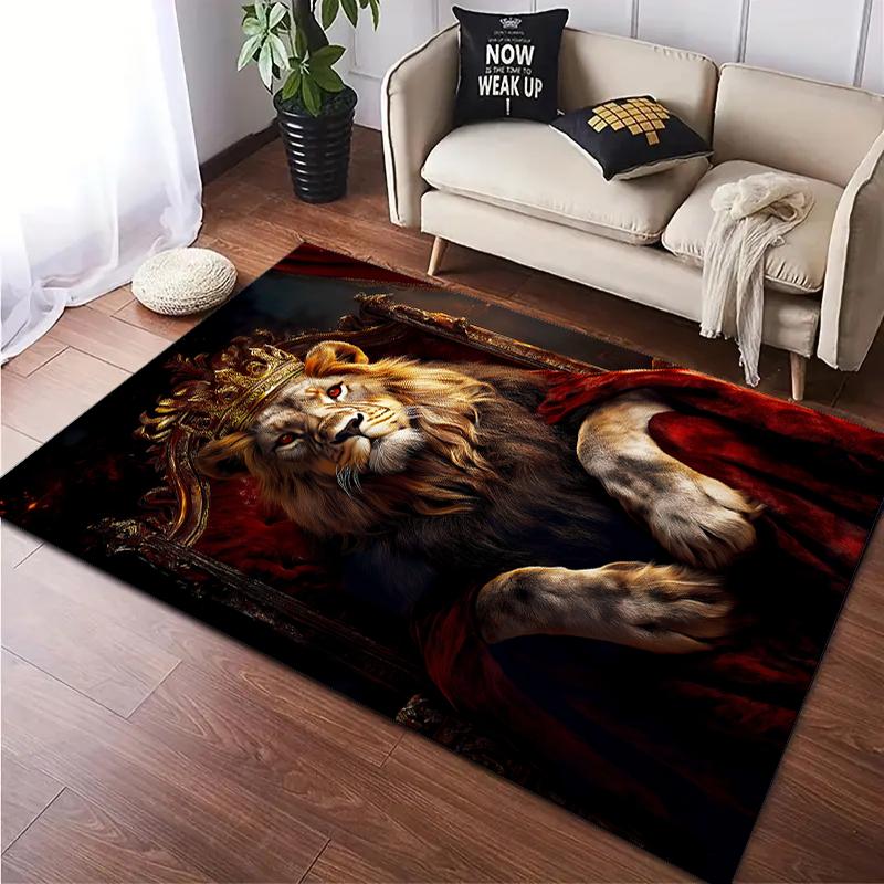 1PC Lion pattern printed Carpet Rug for Living Room Bedroom Home Sofa Decoration,Non-slip Floor Mat Floor mat