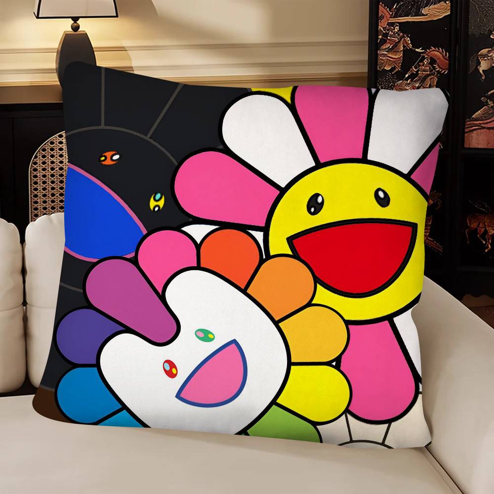 Art TTakashi Murakami Pillow Case Fashion Square Pillowcase Bedroom Sofa Room Ins Decoration Leisure