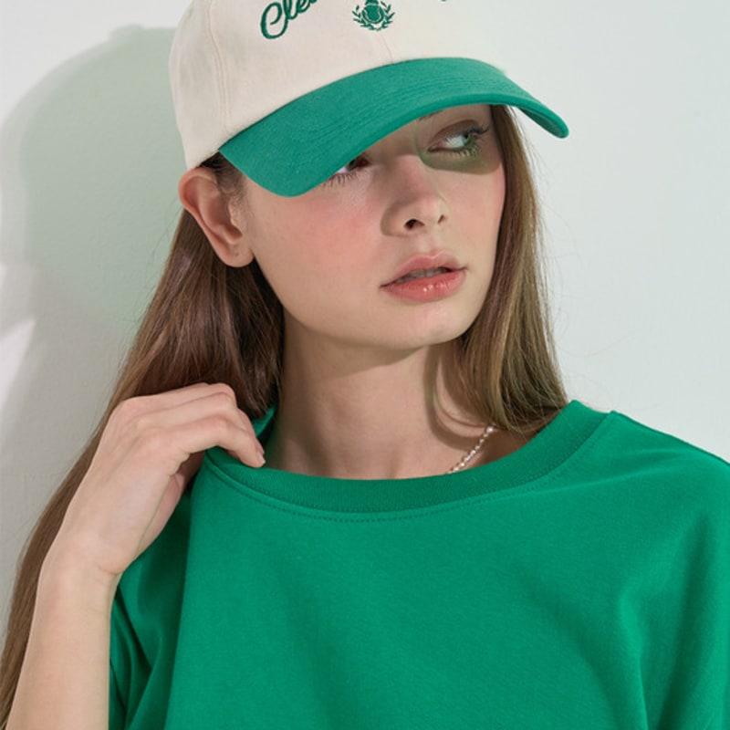 CLEVER FIELD color block embroidered ball cap_ green