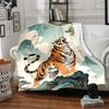 1pc Tiger Print Blanket, Lightweight Flannel Fleece with Digital Printing, Soft Warm for Sofa, Travel, Camping, Office, Couch, Chair, and Bed, All-Sea