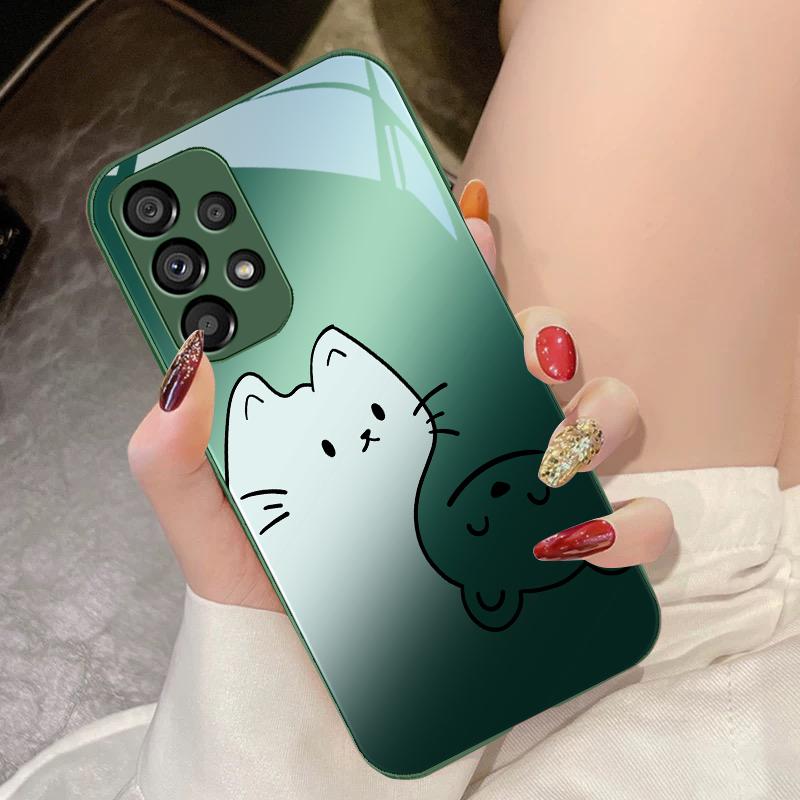Advanced Cat Color For Samsung Galaxy S10 4G S20 11E 30 S21 21 22 S24 Fe Pro S23 S25 Ultra 5G S9 Tempered Glass Phone Case