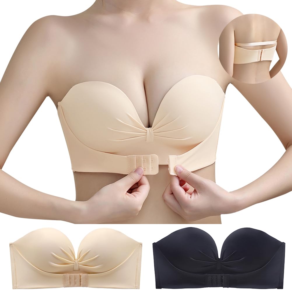 

Strapless stringless bra to stay in place even when triple to the beautiful breasts and High highly tube inner bust lift Black Skin [APIKIE] bra,