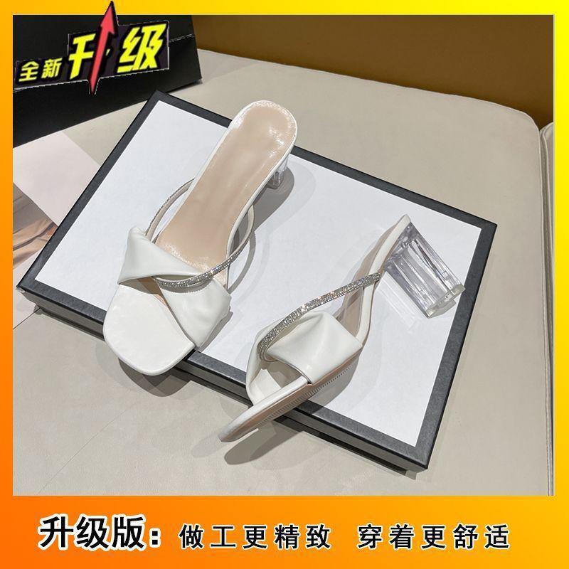 Fashion Transparent Crystal Sandals Women's Outer Wear Summer New High Heels Versatile Sandals