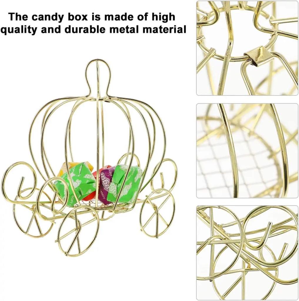 Aschenputtel Kürbis Kutsche Süßigkeitenhalter Hochzeitskutsche Goldene Süßigkeitenbox für Party Halloween Weihnachtsdekoration