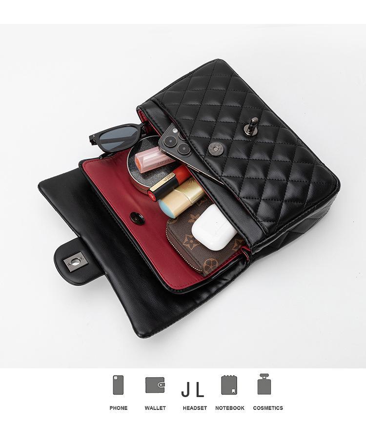 Classic Diamond Pattern Crossbody Bag - Small Fragrance Style Women's Texture Bag