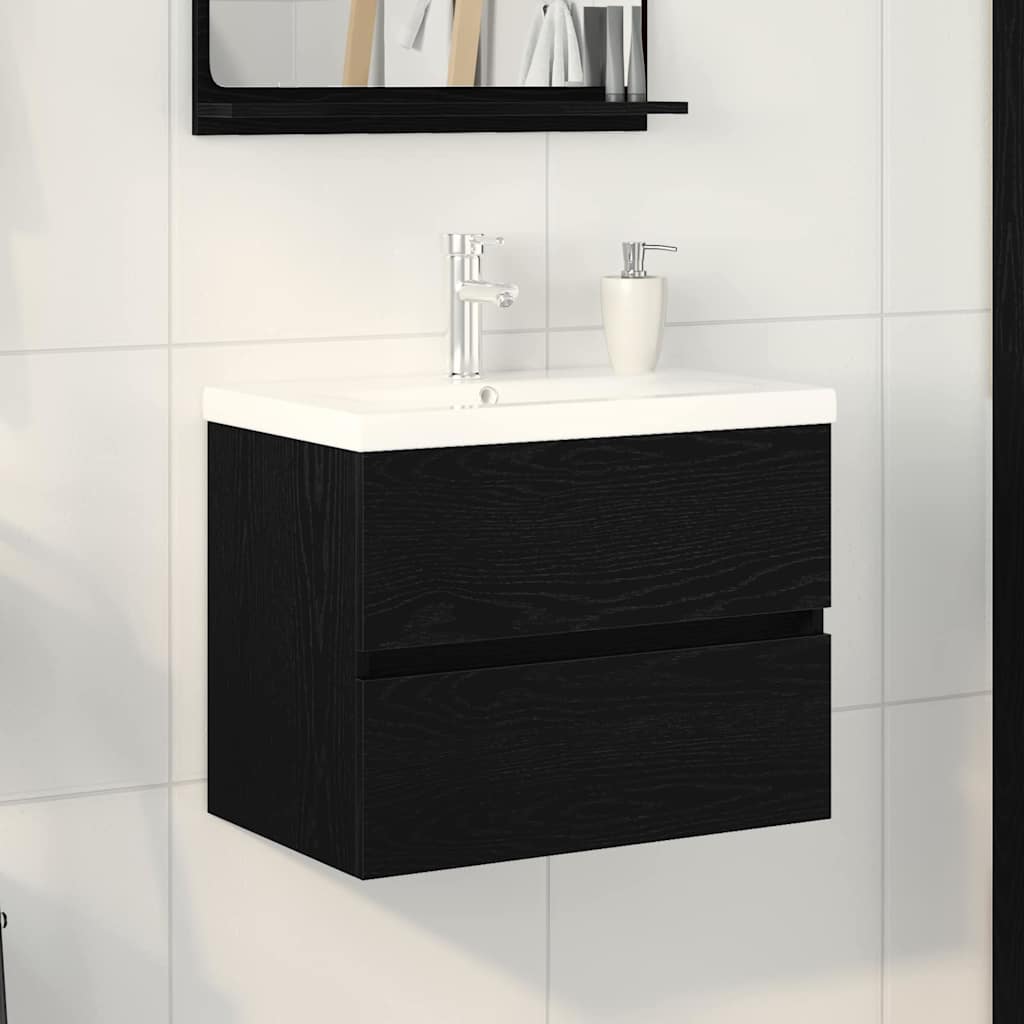 Washbasin Cabinet Black Oak Effect 60 x 39 x 62 cm