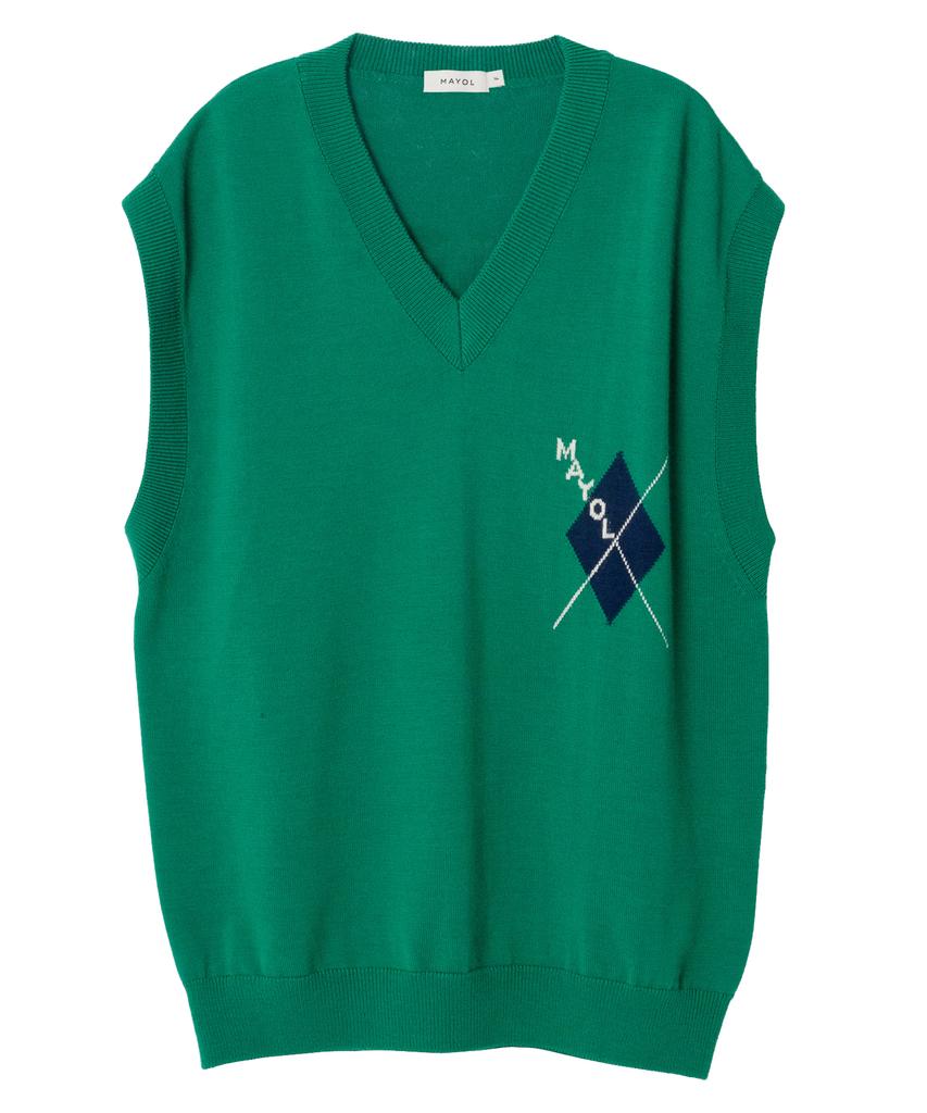 Mayol Argyle Intarsia Knit Vest_Green