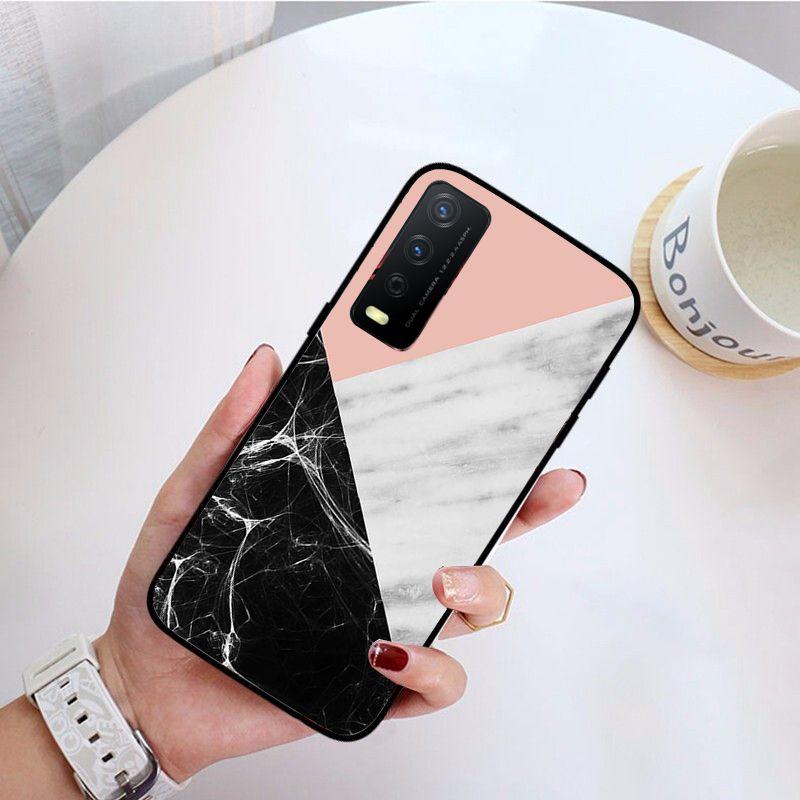 Fashion Geometric Splice Pattern Marble Phone Cover For Vivo Y31 Y30 Y33S Y11S Y12S Y17 Y20 Y21S Y1S Y53S Y15 Y19 Y91C V23 Cases