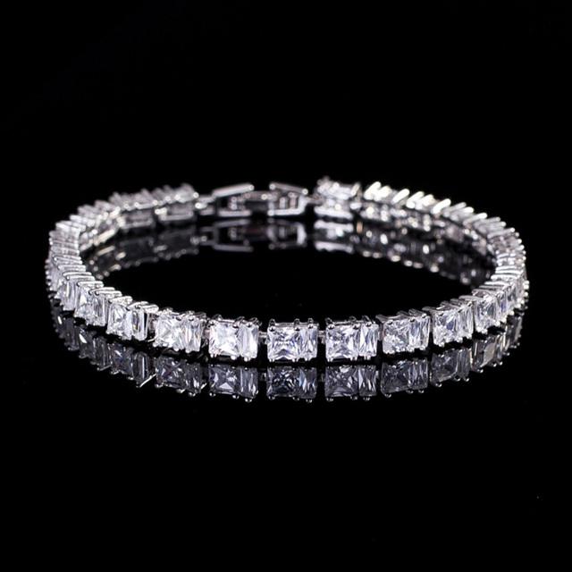 

Pera 8 Варіантів Кольорів Квадратні Створені Зелені CZ Кристали Тенісні Браслети Браслет для Леді Посріблена Жіноча Весільна Ювелірна Прикраса B023