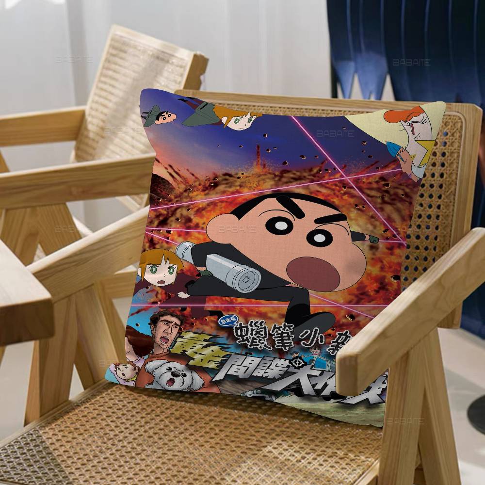 C-Crayon S-Shin-chan Pillow Cushion Cover Pillowcase Living Room Sofa Home Decor Customized