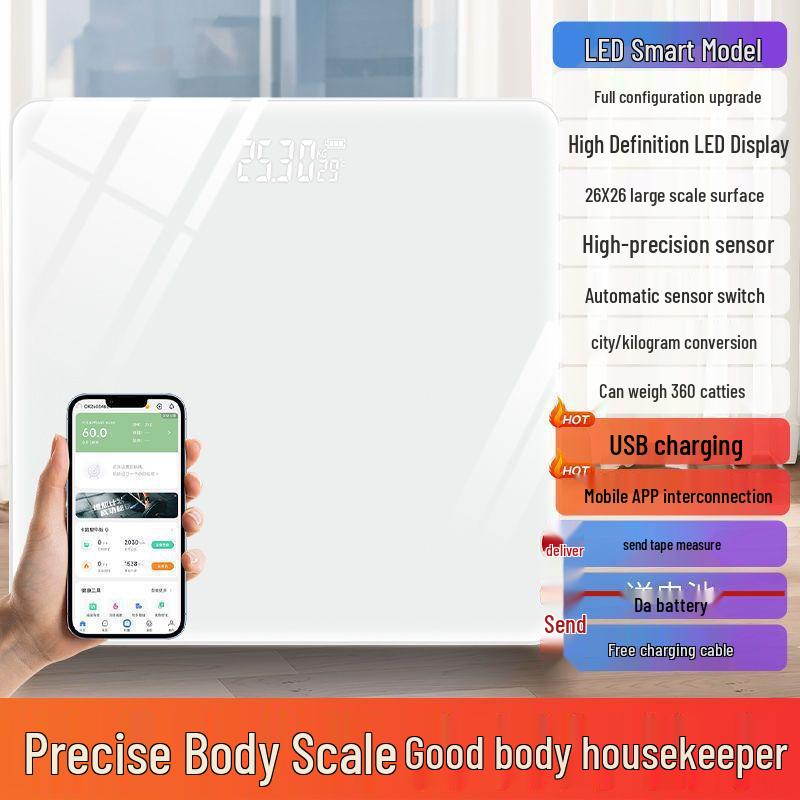 Durable Rechargeable Digital Bathroom Scale: Accurate Smart Body Fat Scale for Women