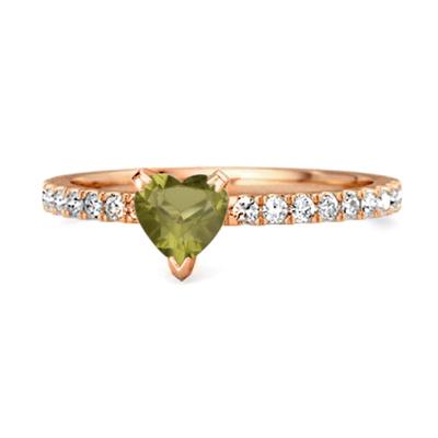 Peridot Pavé Band Ring - 925 Sterling Silver Rose Gold Vermeil