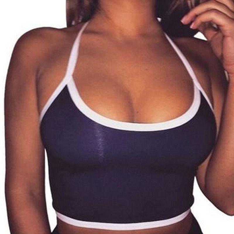 

Women Tank Casual Tops Bustier Bra Vest Blouse Sleeveless Crop Shirt Bralette Navy,2XL