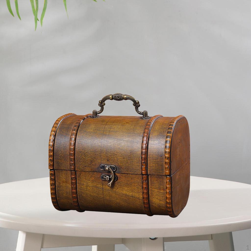 Dekoracyjne pudełko do przechowywania, drewniany organizer na biżuterię, mały prezent, skrzynia na skarby, zawieszka