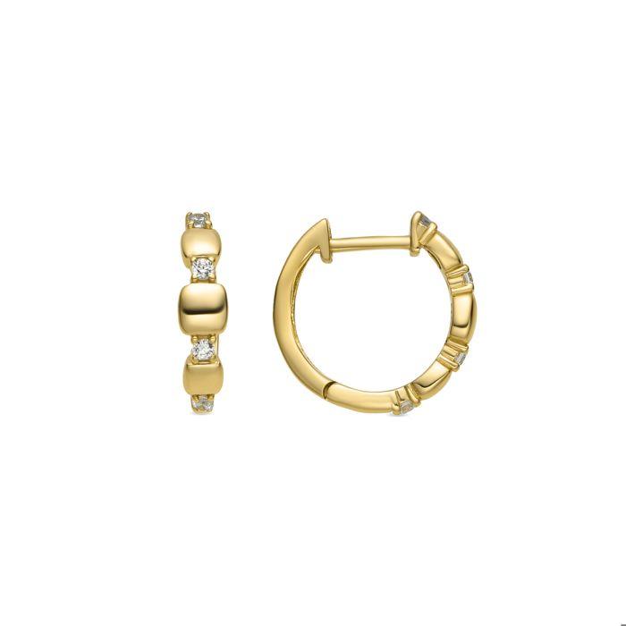Earrings - LUXENTER - Volúmina - 925 Sterling Silver - Cubic Zirconia - 18 Carat Yellow Gold Details