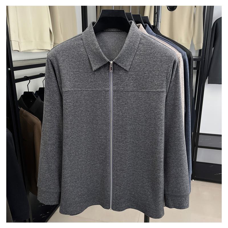 Solid Color Zipper Pocket Long-sleeved Lapel Jacket Knitted Cardigan Jacket Top