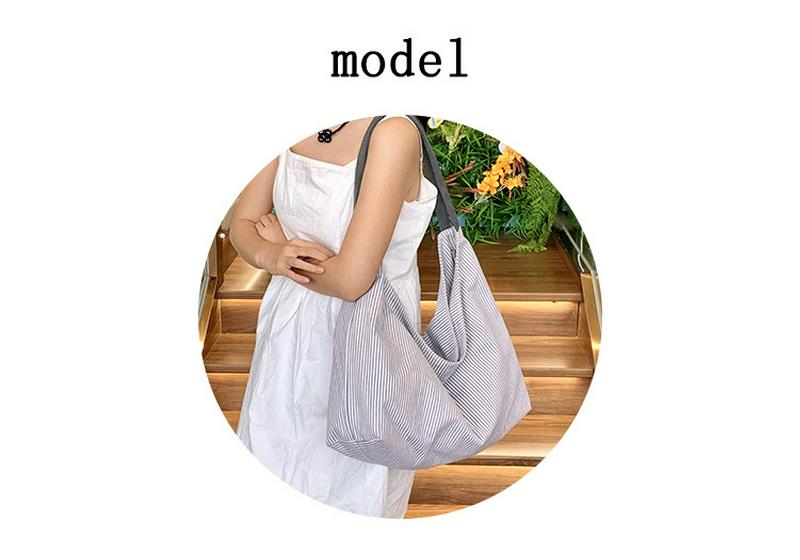 Gestreifte Canvas-Schultertasche im koreanischen Stil für Damen - Handtasche mit großem Fassungsvermögen für modische Pendler