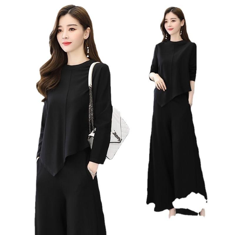 Casual Wide Leg Pants Set Early Autumn New Temperament Celebrity Skinny Muse Fan Two-piece Set Foreign Style
