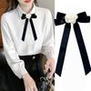Elegant Temperament Camellia Flower Bow Brooch For Women Mourning Corsage Pin Bowknot Neck Tie Shirt Collar Accessories