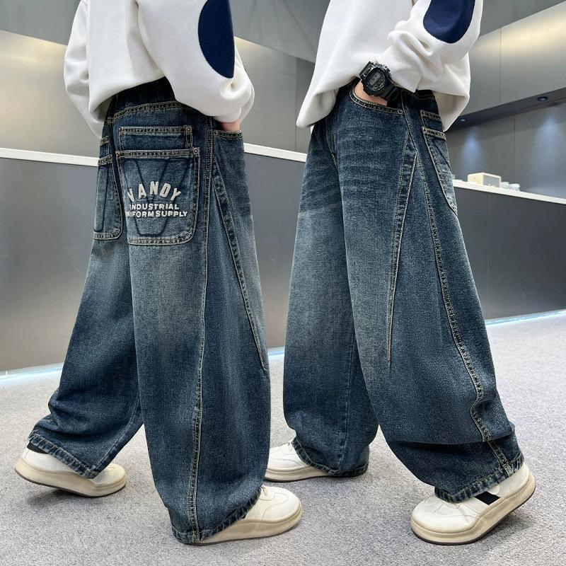 Boys Casual Straight Denim Long Pants Kids Youth Fashion Trousers