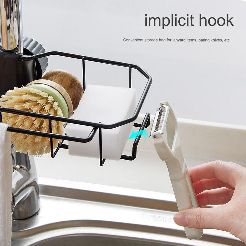 Abtropfgestell für Küchenspüle aus Edelstahl, Schwammablage, Wasserhahnablage, Seifenhandtuchablage, Abtropffläche, Küchenzubehör