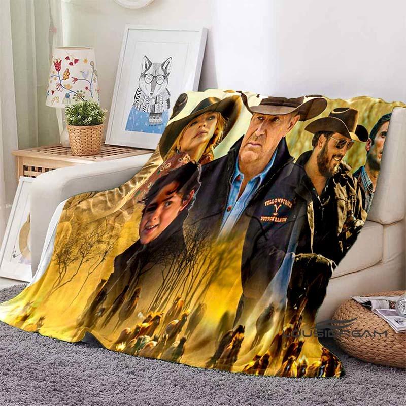Personalisierbare 3D-gedruckte Yellowstone-Thermodecke, Geeignet für Wohnzimmer, Schlafzimmer, Bett, Sofa, Bürogeschenk, Flanelldecke