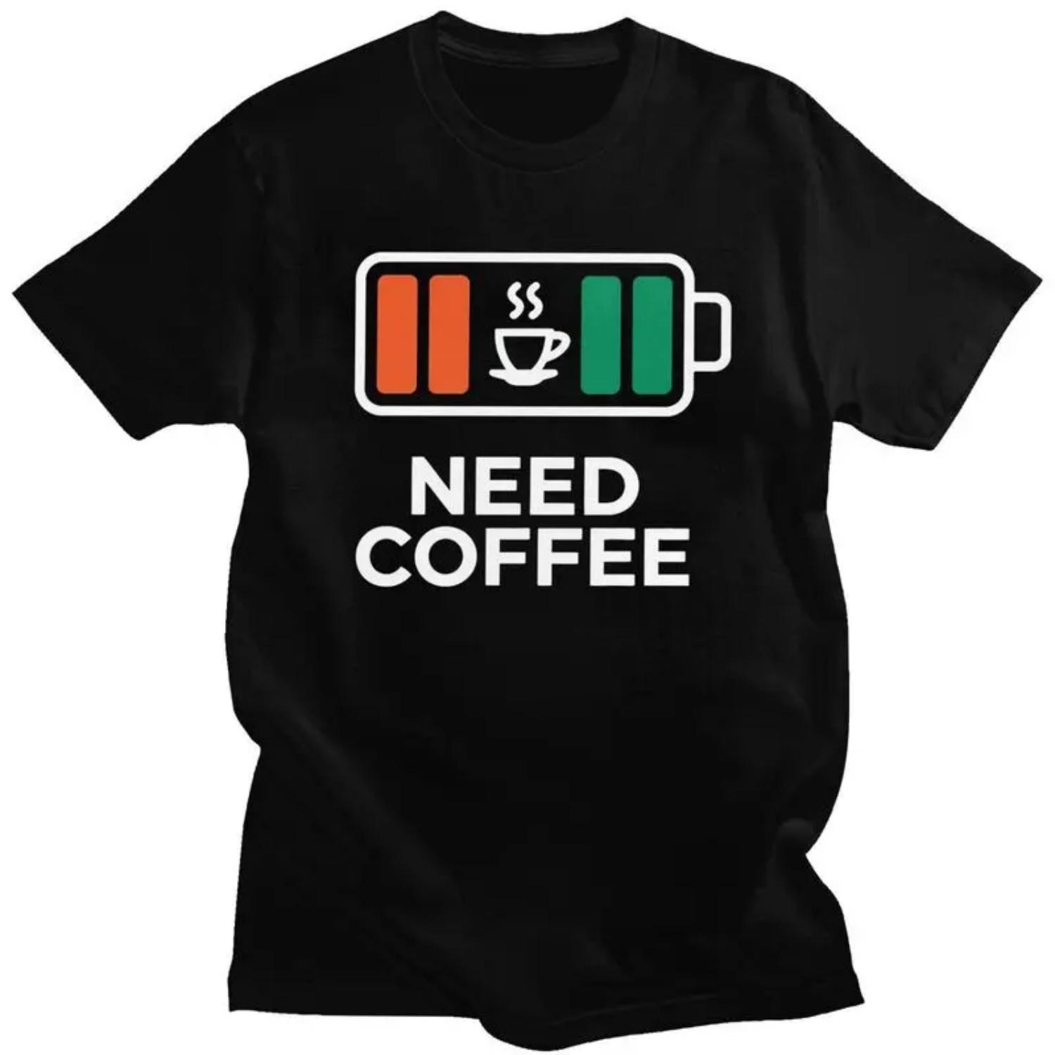 

Custom I Need Coffee T Shirt for Men 100% Cotton Tshirt Tee Short Sleeves T-shirt Loose Fit S чёрный