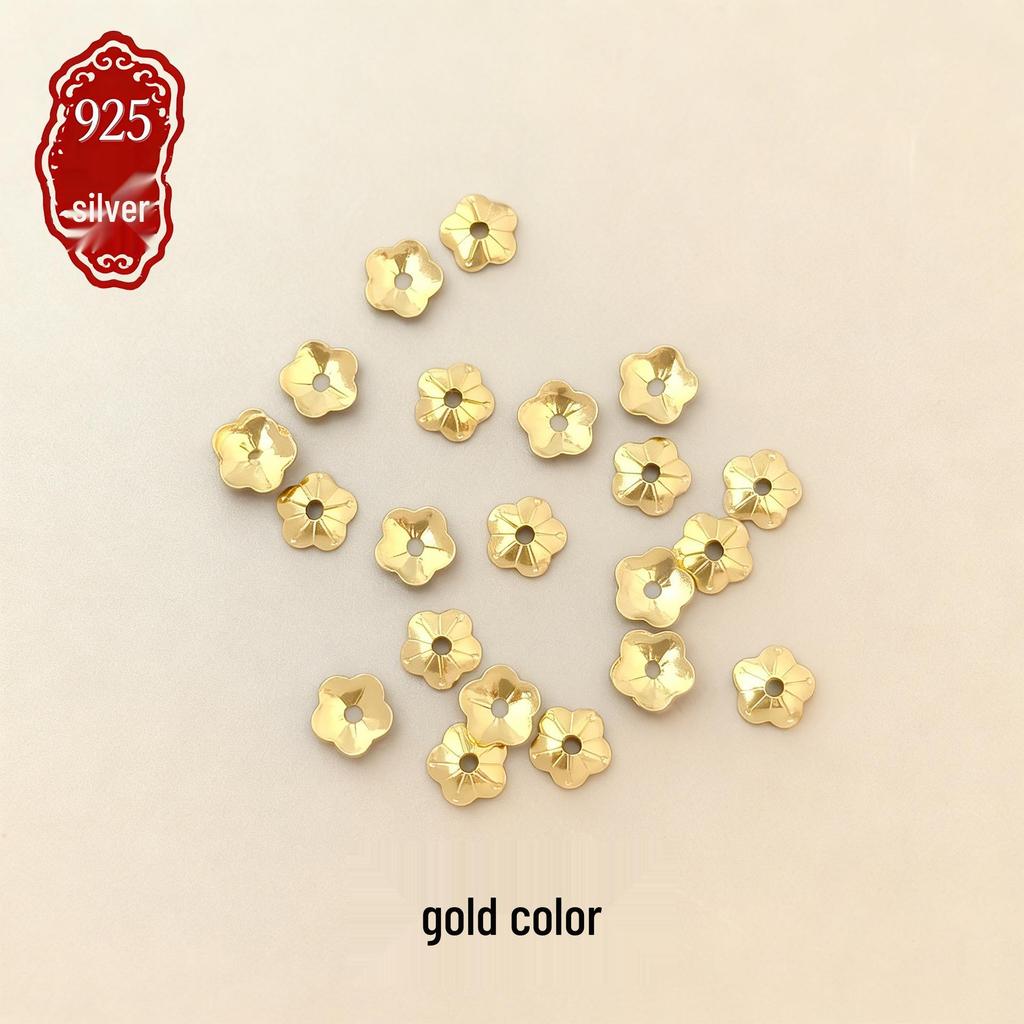 S925 Sterling Silver Flower Petal Spacer Beads for DIY Bracelets - Available in Silver, Gold, Rose Gold, and White Gold