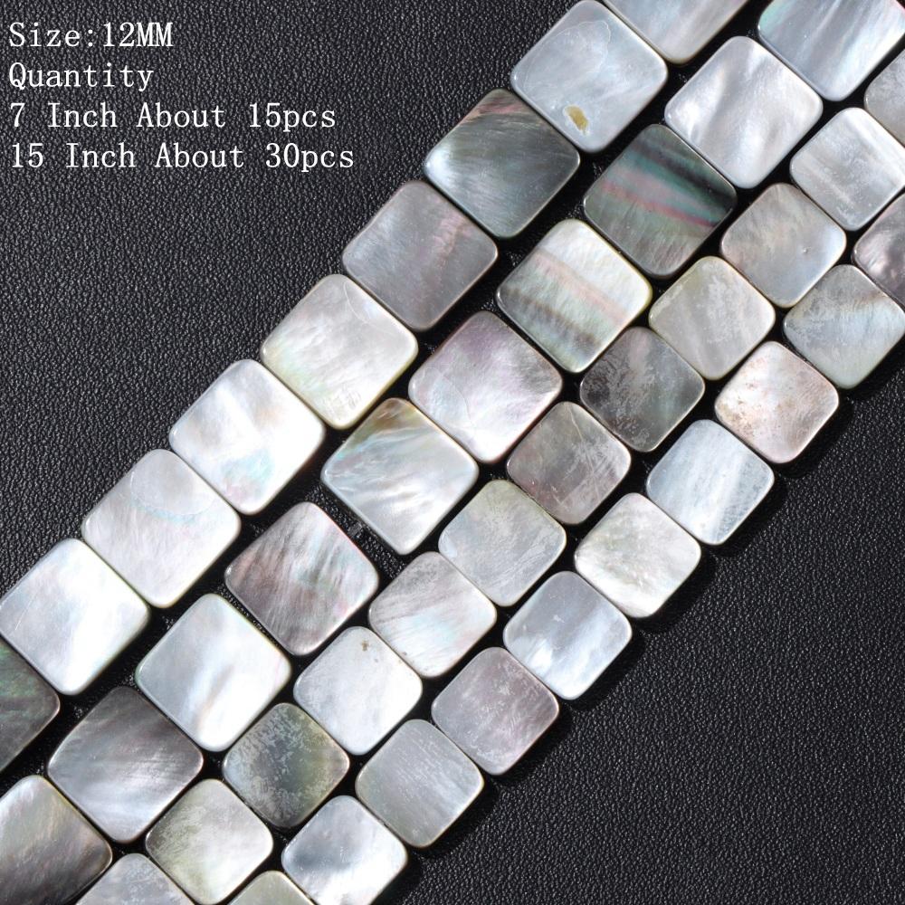Wholesale Gray Natural Shell Beads Gray Mother of Pearl Bead Square Slice Shape Shell Charm for DIY Neckalce Earrings Jewelry