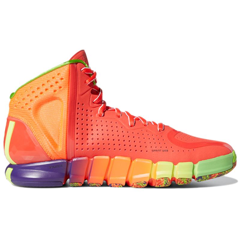Adidas D Rose 4 Restomod Solar Red Rainbow Sneakers FX5014