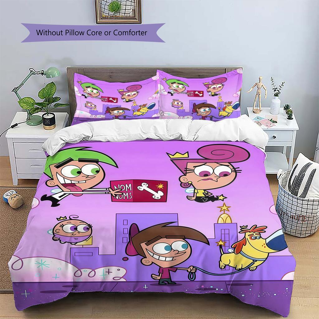 The Fairly OddParents2 Pattern Bedding Quilt Set Home Decoration Gift (1 * Duvet Cover + 2 * Pillowcase Without Core)