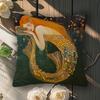 1Pc Art Deco Mermaid Cushion Cover Polyester 2D Double-Sided Washable Pillowcase Soft Durable Decorative Cover For Sofa Bedroom
