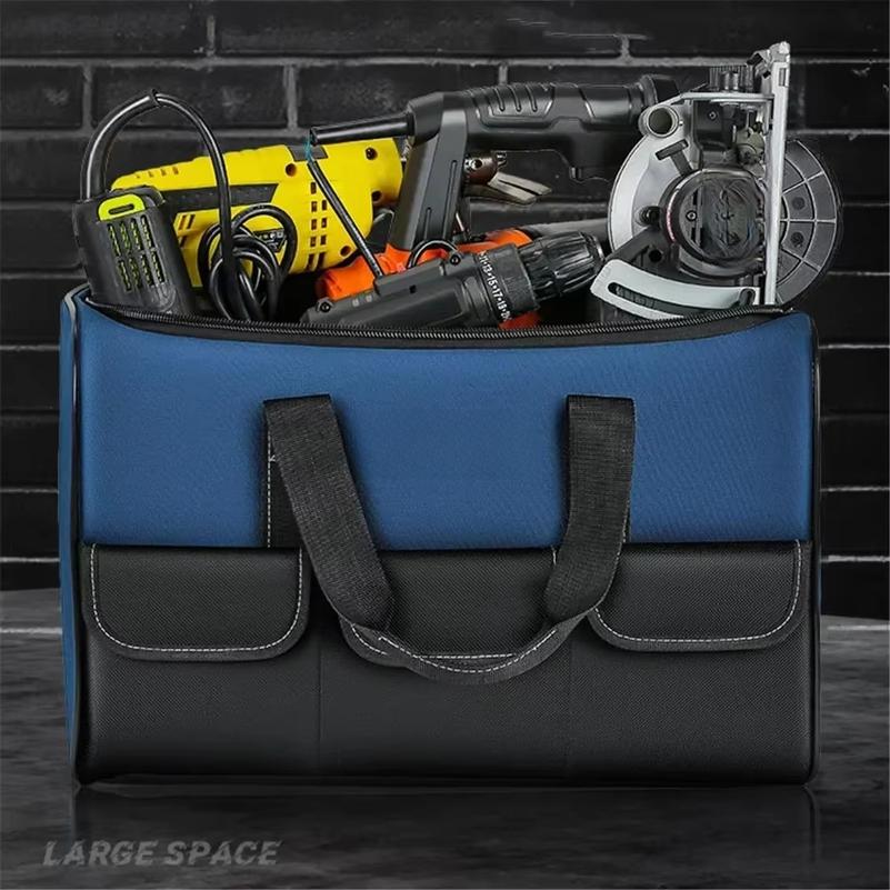 New Square Tool Bag with 30% More Capacity Waterproof Multi Pockets Tool Organizer Tool Pouch for Electrician Tools