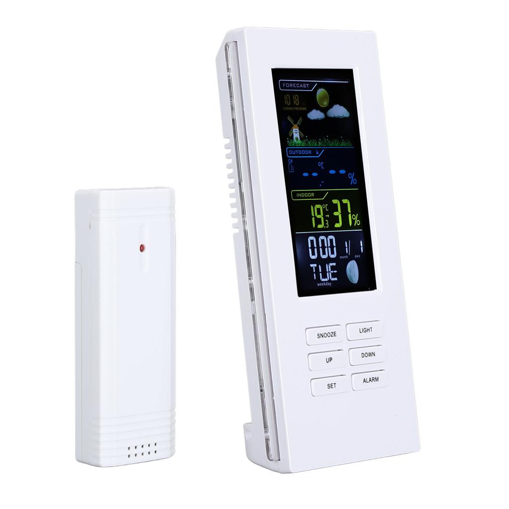 Wireless Weather Forecast Station Indoor Outdoor Thermometer Hygrometer Color Display Digital Temperature Humidity Monitor Alarm Clock Backlight