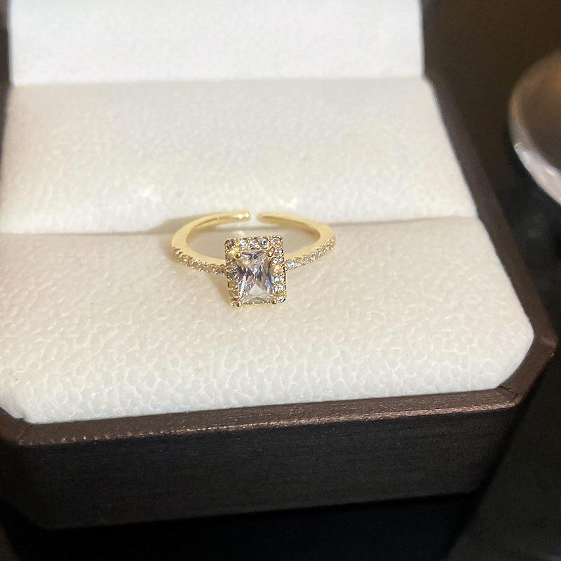 Prsten na otevírání sáčků se cukrem, pozlacený skutečným zlatem, osazený diamanty, Lehký, Vysoce luxusní, High-end, Prsten na ukazováček, Univerzální šperk pro dojíždění